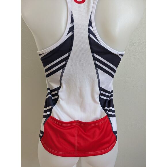 SOAS Womens Size Large Running Tri Tank White Racerback Cycling Pockets - Picture 9 of 14